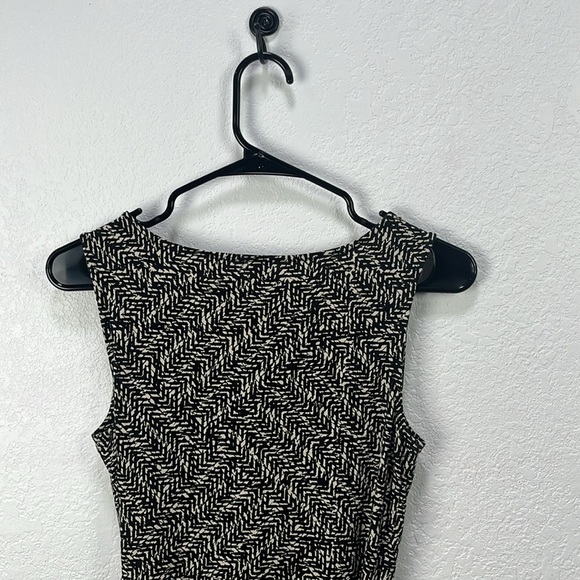Ann.Taylor Women’s Sleeveless Belted Black Tan Graphic Dress Sz XSP Mini Elegant - Picture 7 of 7